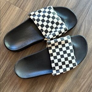 Black and White Checkered Slide Sandals VANS